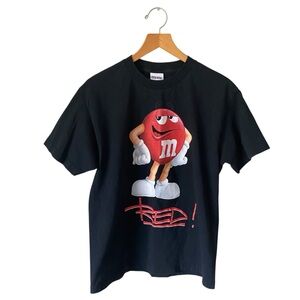Y2K M&Ms T-Shirt Men’s L Black 2011 Red Logo Short Sleeve Street Wear